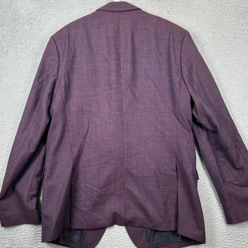 Hugo Boss Hutsons4 Virgin Wool Blazer Men 48R Purple Slim Lanificio Tesse Biella